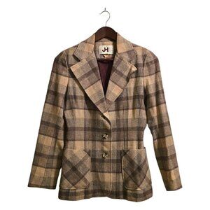 JH Collectibles Vintage Wool Plaid Single Breasted Blazer Sz 4